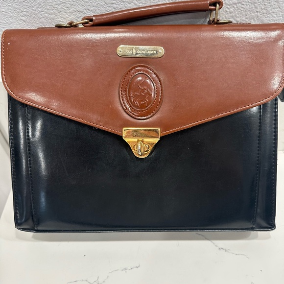 Ralph Lauren Handbags - Ralph Lauren Black and Brown Women's Bag. Vintage mini leather briefcase.